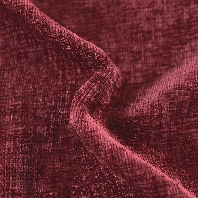 CaliTime Christmas Throw Pillow Covers Decorative 24 X 24 Inches Pack of 2 Cotton Thread Stitching Edges Solid Dyed Soft Chenille Cushion Cases for Couch Sofa Bed Living Room Farmhouse Burgundy