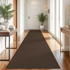 KOZYFLY Runners for Hallways 3x10 ft Washable Kitchen Runner Non Slip Rubber Backed Hallway Rugs Cotton Entryway Runner Rug Floor Carpet for Indoor Hall, Backdoor, Kitchen, Reddish Brown/Coffee