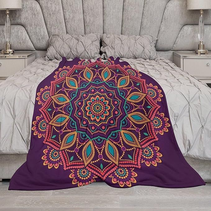 Mandala Throw Blanket Indian Hippie Bohemian Art Floral Texture Pattern Blanket for Sofa Bed Couch Chair Or Dorm 30"x40"