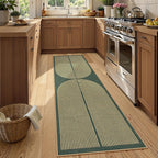 Lahome Enfys Modern Rainbow Easy Jute Kitchen Runner, 2x8 Indoor Outdoor Runner Rug for Hallway Entryway, Farmhouse Dark Green Non Slip Floor Carpet for Bedroom Foyer Laundry Room