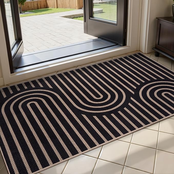 Tangsoo Easy Jute Rug 2x4 Small Rugs for Entryway,Washable Thin Outdoor Door Mat,Non-Slip Indoor Floor Carpet Farmhouse Throw Rainbow Rug for Kitchen Hallway Bedroom Front Porch
