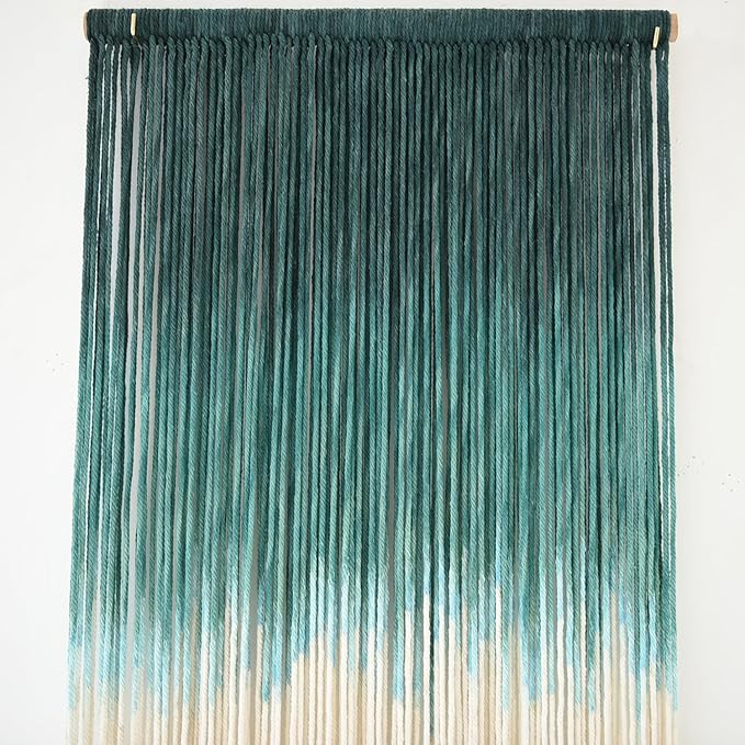 Macrame Wall Hanging Green Boho Handmade Ombre Wall Art Decor for Living Room Bedroom Fiber Art 15''W*39''L