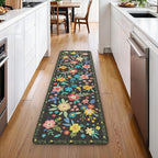 GENIMO Kitchen Mats for Floor, Cushioned Kitchen Rugs Non Slip Washable, Farmhouse Anti Fatigue Mat Waterproof, Comfort Standing Mat Rug for Office, Home, Sink, Laundry, Garage, 17.3"x59", Black