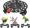 Rolling Plant Stand with Wheels, 1 Pack Heavy Duty Metal Plant Caddy 11 Inch Wrought Iron Plant Dolly Outdoor Round Plant Rollers Stand for Large Potted Plants and Flower Pot, Black