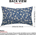 Blue Pillow Covers 12x20 Set of 2 Vintage Floral Rustic Old Style Cute Flower Print Rectangle Decorative Outdoor Pillowcases Seasonal Farmhouse Throw Cushion Case Couch Sofa Bed Decor