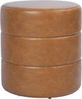 Spatial Order Upholstered Faux Leather Round Ottoman (No Lid, Seat Only) | Spatial Order Home Décor | Foot Rest Pouf – Camel Brown