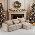 VINGLI 111" Convertible Modular Sectional Sofa,Comfortable L Shaped Reversible Couch with Ottoman, Removable 3 Seater Boneless Modern Couch, Durable Chenille Cloud Sofa for Living Room,Khaki