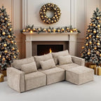 VINGLI 111" Convertible Modular Sectional Sofa,Comfortable L Shaped Reversible Couch with Ottoman, Removable 3 Seater Boneless Modern Couch, Durable Chenille Cloud Sofa for Living Room,Khaki