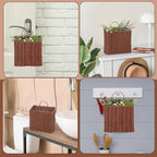 2 Pack PE Rattan Hanging Wall Basket Wicker Hanging Basket for Front Door Mail Flowers Books Accessories Organizing Boho Rustic Farmhouse Wall Decor(Square Opening)