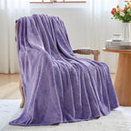NEWCOSPLAY Super Soft King Blanket Lavender Premium Silky Flannel Fleece Leaves Pattern Lightweight Bed Blanket All Season Use (Lavender, King(90"x110"))