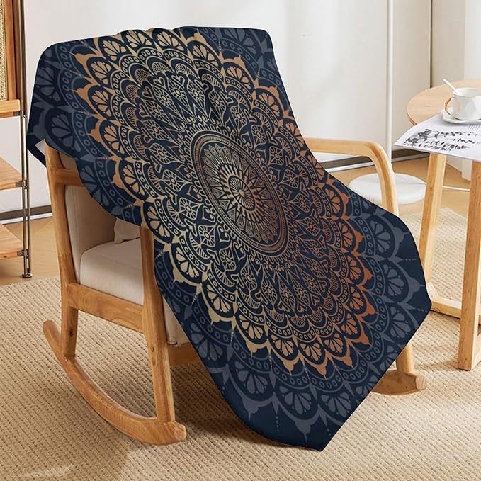 Boho Flower Throw Blanket Mandala Bohemian Aesthetic Paisley Hippie Blanket for Sofa Bed Couch Chair Or Dorm 50"x60"