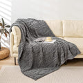YUSOKI Sherpa Large Throw Blanket Single Layer,Light Weight(1.7lb),370GMS-3D Stylish Design for Gift Home Decor (Grey,50"x65")