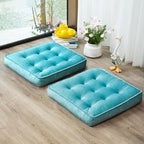 Floor Pillow Set of 2, Memory Foam Meditation Cushion, Floor Cushions for Adults Sitting, Large Square Seat Cushions for Yoga, Couch, Sofa, Kids, Living Room, 20x20 Inch (Blue)