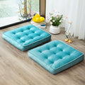 Floor Pillow Set of 2, Memory Foam Meditation Cushion, Floor Cushions for Adults Sitting, Large Square Seat Cushions for Yoga, Couch, Sofa, Kids, Living Room, 22x22 Inch (Blue)