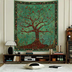 Apdidl Green Tree of Life Tapestry for Bedroom, Nature Tree Wall Hanging Aesthetic, Bohemian Hippie Tapestries Wall Art, Tree Decor Blanket Backdrop for Living Room (36"X48")