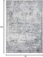 Area Rug 6×9, Large Vintage Boho Rug,Ultra-Soft Low Pile, Washable, Non Slip,Stain Resistant, Printed Carpet for Living Room Bedrooms Playroom Office Kitchen, Classic-Grey