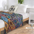 Vintage Bohemian Throw Blanket Colorful Mandala Indian Pattern Blanket for Sofa Bed Couch Chair Or Dorm 70"x80"