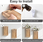 Wooden Wall Planter Vase Set of 2,2 Pack Hanging Planter for Indoor Fake Plants Modern Boho Farmhouse Wall Art Decor for Home Indoor Kitchen Modern Farmhouse Bathroom Living Room Dining Room