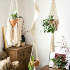 Modern Minimalist Bohemian Style Hanging Planters Plant Net Pocket Hand Woven Hanging Basket Holder Tapestry Flower Basket with Exquisite Tassel Indoor Balcony Decoration (3 in 1)