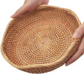 8.7" Wave Small Wicker Basket, Artisanal Rattan Fruit Basket, Key Bowl for Entryway Table, Decorative Bowl for Kitchen Counter, Bedside, Living Room, Natural Woven Fruit Bowl, Purse Bowl, Bread Basket