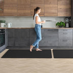 Mattitude Kitchen Mat 2PCS Kitchen Rugs Cushioned Anti-Fatigue Rug Waterproof Standing Desk Mat Kitchen Mats for Floor Kitchen Rug Set for Kitchen, Sink, Office 17.3"×30"+17.3"×47" Black