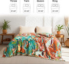 Throw Blanket for Couch Sofa Soft Cotton Spring Blankets for Bedroom Living Room All Season Reversible Forest Animals Whimsical Home Decor 50"x60" Breathable Throws