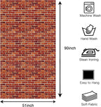 Large Brick Wall Backdrop Tapestry for Christmas, Faux Brick Backdrop Wall Covering Removable Red Tablecloth, Medieval Castle Stone Photo Scene Setter for Winter Curtains Door Decor (51" X 90")