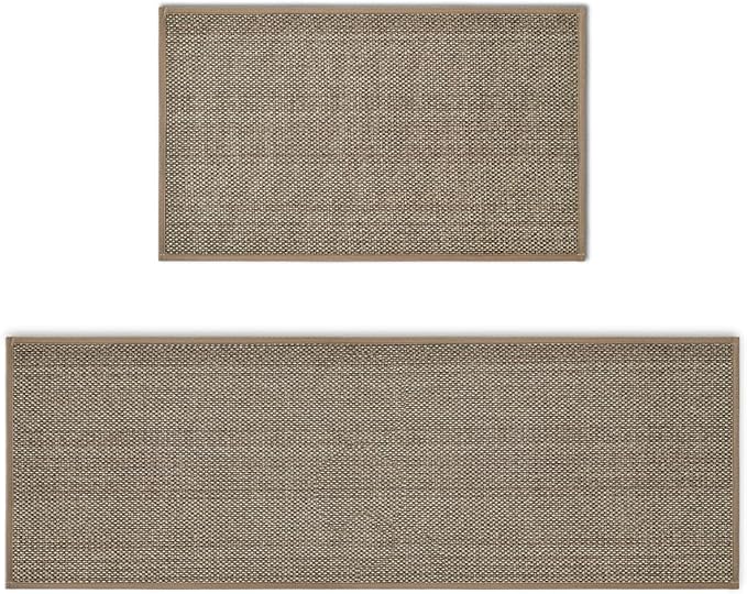 Artoid Mode Washable Non-Skid Kitchen Rugs and Mats Set of 2, Rubber Backing Kitchen Mats for Floor Front of Sink Home Decor - 17x29 and 17x47 Inch