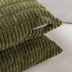 Fancy Homi 4 Packs Boho Moss Green Decorative Throw Pillow Covers 24x24 Inch for Couch Bed Sofa, Rustic Modern Farmhouse Home Decor, Soft Plush Corduroy Cute Square Cushion Case 60x60 cm