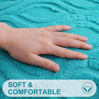 decorUhome Cozy Textured Throw Pillow Covers 18x18 Inch Set of 2, Soft Plush Faux Wool Turquoise Accent Couch Pillow Covers for Modern Farmhouse Sofa Bed Living Room