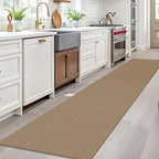 EARTHALL Woven Runner Rug 2.6x10 Ft Washable Runners for Hallways Long Non Slip Rubber Backed Kitchen Runner Braided Indoor Floor Carpet Runners for Entryway, Hallway, Kitchen, Orange/Tan/Brown