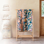Boho Throw Blanket for Couch Sofa Chair Cotton Spring Blankets for Bedroom Living Room All Season Lightweight Reversable Forest Embroidery Throws 50"x60"