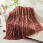 NEWCOSPLAY Super Soft Twin Blanket Coffee Premium Silky Flannel Fleece 3D Clouds Stylish Jacquard Lightweight Bed Blanket All Season Use 350GSM (Coffee, Twin(60"x80"))