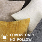 decorUhome Spring Cream White Chenille Throw Pillow Covers 18x18 Set of 2 Textured Soft Cozy Slubby Couch Pillow Covers Modern Farmhouse Boho Decorative Pillow Cases for Bed Sofa Living Room