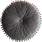 Round Throw Pillow Thickened Seat Cushion Sofa Cushion Meditation Pillow Living Room Window Balcony Decoration Pillow (15.7in, Grey)
