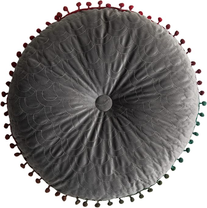 Round Throw Pillow Thickened Seat Cushion Sofa Cushion Meditation Pillow Living Room Window Balcony Decoration Pillow (15.7in, Grey)