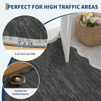 GarveeHome Scalloped Area Rug 4x6 - Washable Boho Bordered Non-Slip Entryway Rug, Neutral Farmhouse Living Room Rug Soft Throw Rugs for Entrance Hallway Bedroom Kitchen Nursery, Black
