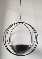 Boho Black Metal Plant Hanger,Metal Geometric Hanging Planter, Modern Planter, Mid Century Air Plant Holder Stand, Minimalist Planter for Indoor Outdoor Home Wedding Decor
