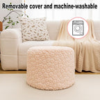 Ottoman Foot Rest Stuffed Round Boho Floor Poof Seating Armchair Ottoman Foot Stool Floor Cushion Bean Bag Pouf 18x18x14 Inch Pink
