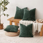 MIULEE Christmas Green Pack of 4 Couch Throw Pillow Covers 18x18 Inch Soft Decorative Chenille Pillow Covers Farmhouse Accent Cushion Covers for Boho Home Decor Sofa Bedroom Living Room
