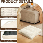 Floor Cushions, Corduroy Floor Pillow, Floors Pillows for Adults & Pets, Large Floors Pouf, Square Floored Pillows for Sitting & Yoga(1PC, Beige White，22"×22"×3.9")