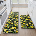 MAYHMYO Lemon Kitchen Mat Set of 2 - Anti Fatigue Mats for Kitchen Floor - Non Slip Cushioned Rugs for Standing - Lemon Decor (17.3"×29"+17.3"×47"-0.4") Black