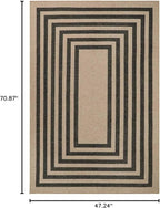 Lahome Enfys Modern Geometric Easy Jute Entryway Rug, 4x6 Black Washable Carpet for Bedroom Contemporary Thin Living Room Patio Rug, Farmhouse Non Slip Indoor Outdoor Carpet for Dining Room Backyard