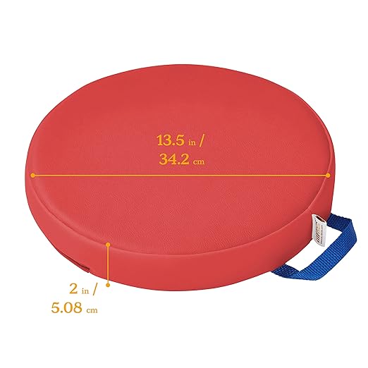 ECR4Kids SoftZone Floor Cushions, Round, Flexible Seating, Red, 6-Piece