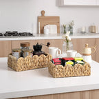 StorageWorks Toilet Paper Basket 2 Pack, Back of Toilet Basket with Wooden Handles, Small Wicker Decorative Scalloped Baskets for Organizing, Living Room Storage, Natural Water Hyacinth