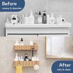 GRANNY SAYS Shower Caddy Hanging, 2 Pack Bathroom Shelves for Shower, Waterproof Shower Shelf for Inside Shower, Shower Shelves for Organization and Storage, Wicker Shower Rack for Home Decor, Natural