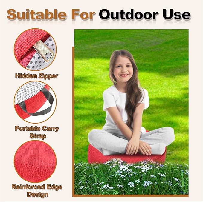 6 Pcs Flexible Floor Cushion for Classroom, Floor Cushions Easy to Clean and Carry,16''x16''x2'' Soft Cushion for Learning Sitting Daycare School Chair Yoga and Meditation (Linen)