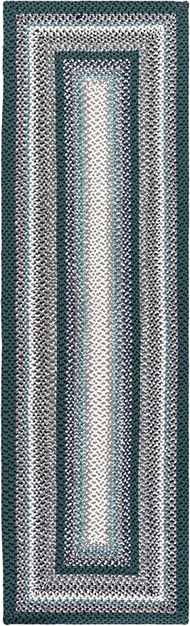 SAFAVIEH Washable Rug Outdoor Braided Collection - 2'3" x 8' Runner, Teal & Multi, Handmade & Reversible, Non-Shedding & Easy to Clean, Ideal for Patio, Backyard, Mudroom (BRD308J)
