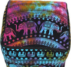 CRAFT KALA Square Mandala Floor Pillow Cushion Cover Seating Throw Cover Hippie Decorative Bohemian Ottoman Poufs Cover Pillow Cases Cotton Living Room Home Décor 22X22X14 inch, Multi U.p Elephant