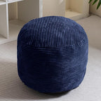 HIGOGOGO Round Stuffed Pouf Ottoman, Corduroy Poufs with Foam Chunk Filling, Furry and Fluffy Pouf Foot Stool Storage Ottoman, 20 X 15 Floor Poufs Foot Rest for Living Room, Navy